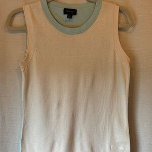 Faconnable women’s Cream and Blue Silk/cashmere blend sweater vest/tank top